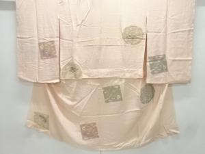 アンティーク　錦紗花丸文織出し単衣長襦袢